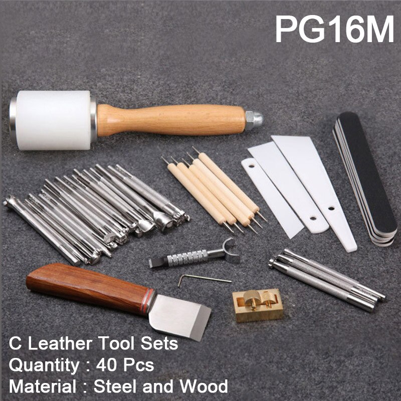 Leather Craft Carving Tools for Leather Printing Cutting Knife/Hammer/Leather Swivel Knife/Tool Storage Box Leather Staming Set