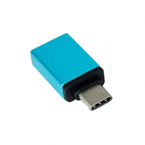 Adaptador OTG tipo C Mini convertidor portátil de aleación de aluminio tipo C macho a USB 3,0 hembra para teléfono Android disco USB: Azul