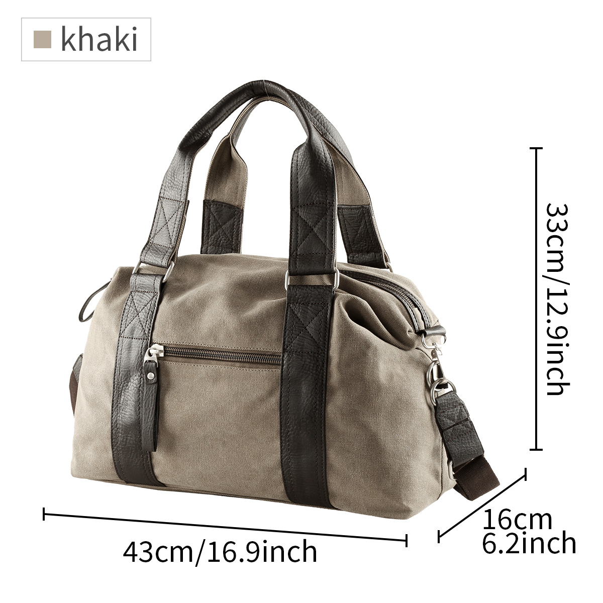 Heren canvas handtas, casual zakelijke tas geschikt voor een 15.6- inch laptop, schoudertas voor fitness en reizen: Blauw