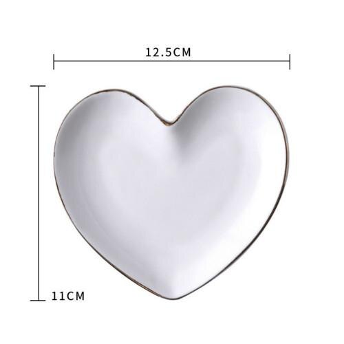 Assiette à Dessert en forme de cœur | Assiette à bijoux, assiette à Dessert, vaisselle de cuisine domestique: Golden edge