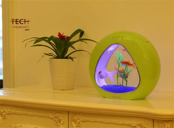 SUNSUN-Acuario acrílico ecológico, pecera de oficina, filtro de integración de acuario , sistema de luz LED, YA-02 de gran tamaño