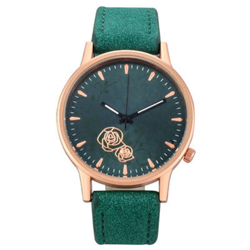 1Pcs Vrouwen Horloges Frosted Lederen Band Bloem Prachtige Dames Klok Leeftijd Meisje Horloge Gmt Relojes Mujer Bayan Saat: A