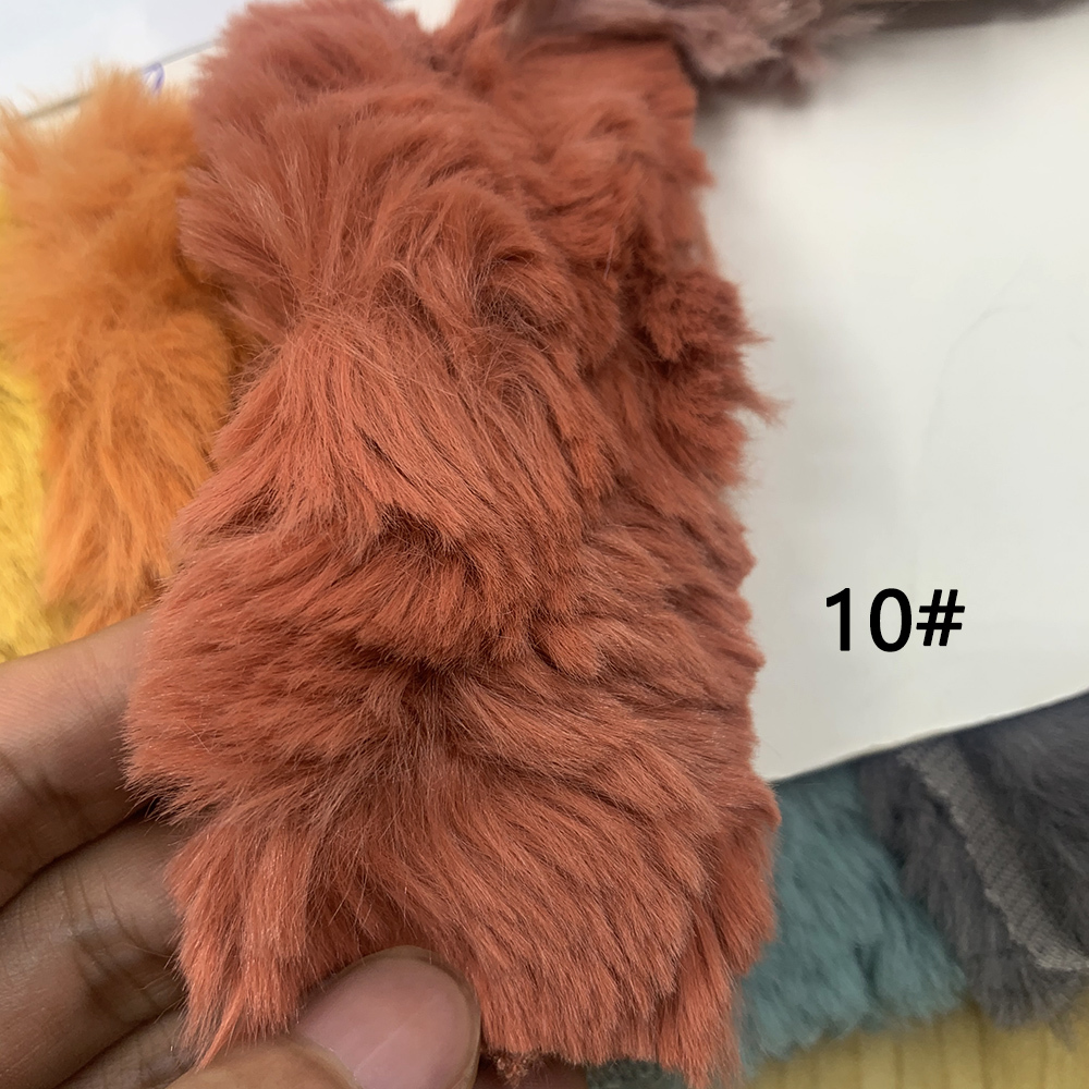 Embossed Microfiber 100% Polyester Fabric Rabbit Faux Fur Fleece Fabric For Cotton Doll Hair Plush Toy 25x45cm: Brown