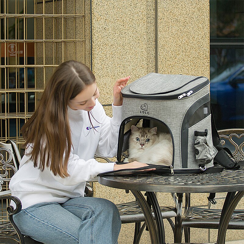 Mochila porta gato para mascotas, bolsa de hombro transpirable para viaje al aire libre, suministros de Embalaje portátil para perros y gatos pequeños
