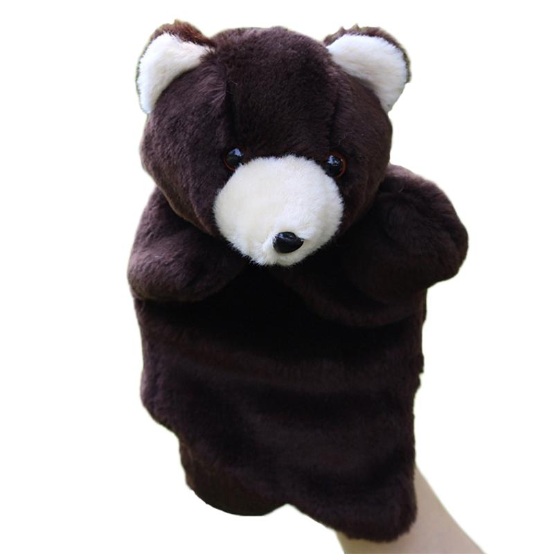 Adorable ours en peluche, marionnette à gant, amis du zoo, animaux, marionnettes à main, marionnettes éducatives, poupées (marron, blanc et noir): Noir