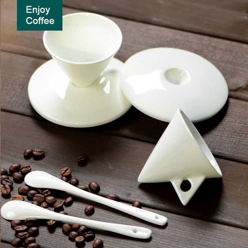 Bone China Cones Type Espresso Cup Saucer Set Ceramic Pyramid Cafe Coffee Mug And Saucer Sets