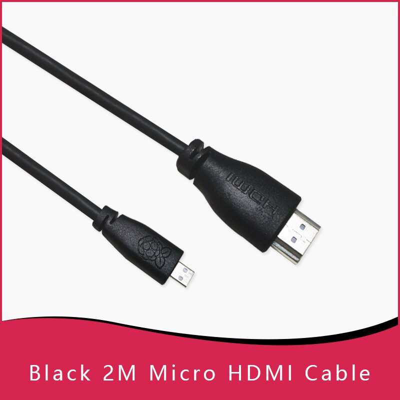 Raspberry Pi 4, câble officiel Micro HDMI vers HDMI Standard (A/M), 1m et 2m: 2M BLACK
