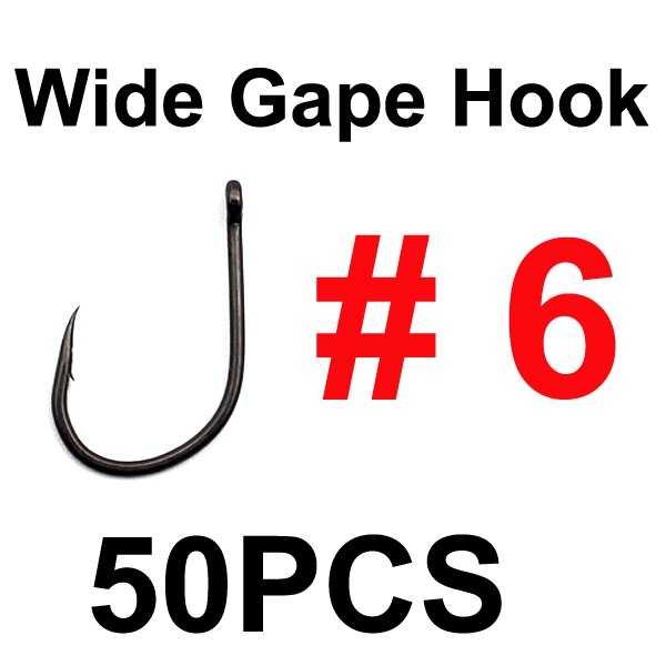 50 xptfe coated wide gape karpe fiskekroge kurve skaft carbon stål krog mikro modhager feeder karpekrog pop up majs rig japan: 50 stk størrelse 6