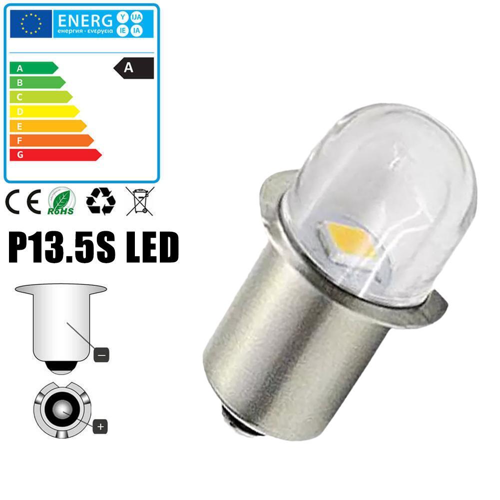 P13.5s led-upgradelampen met witte fitting voor maglite-zaklamp, warm wit, 3000k 6000k dc6v-12v vervangingslampen, werklamp