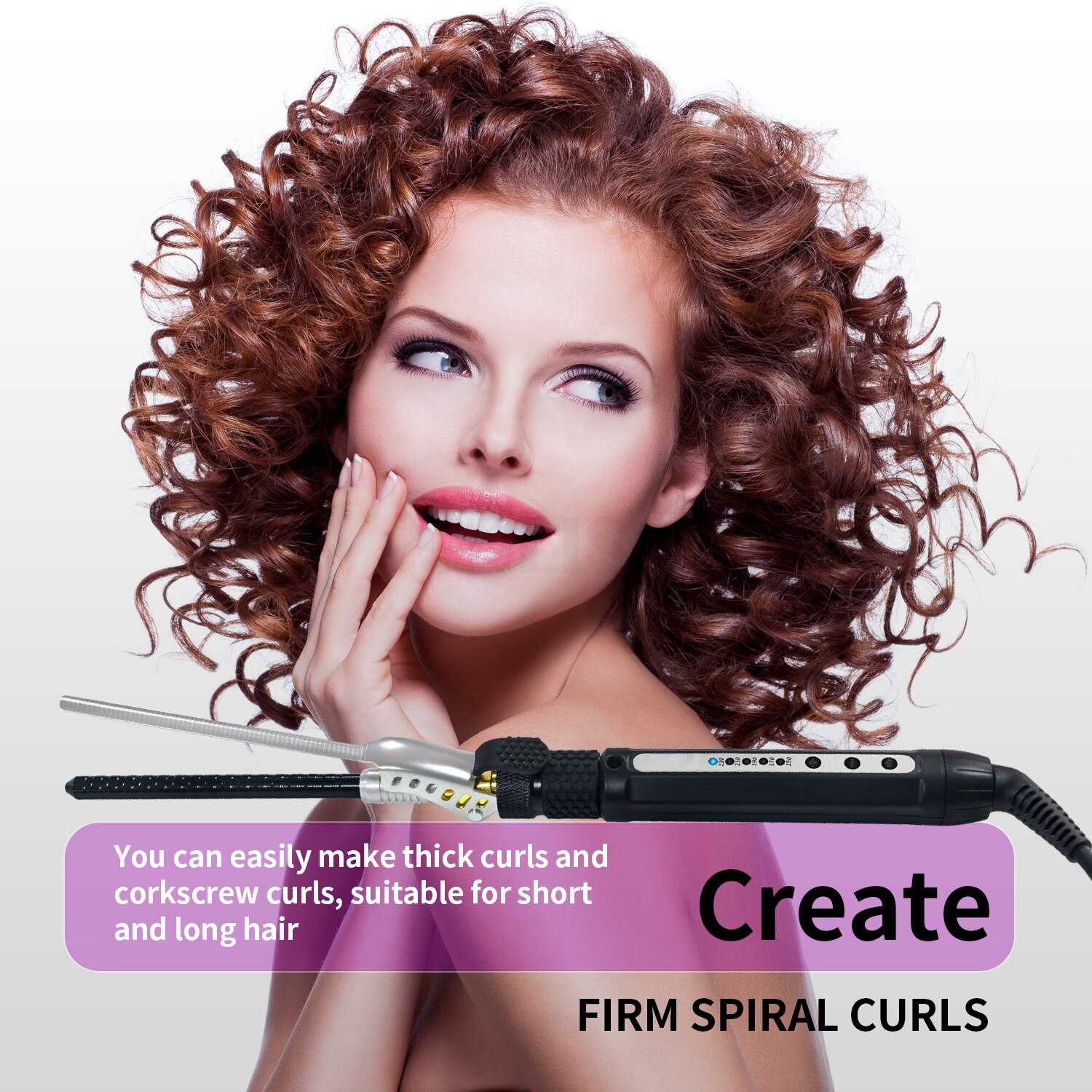 Unisex Hair Crimper 7mm Curly Styling Tools Curling Iron 230&amp;deg;C Temperature Adjustable Hair Curler Anti Hair Bangs Machine