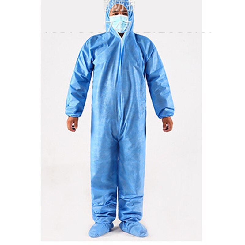 Miaouyo Tuta Protettiva Monouso Unisex z Cappuccio Manica Lunga Ispessita Monouso (SMS Azzurro, XL): Deep Blue PP / XXL