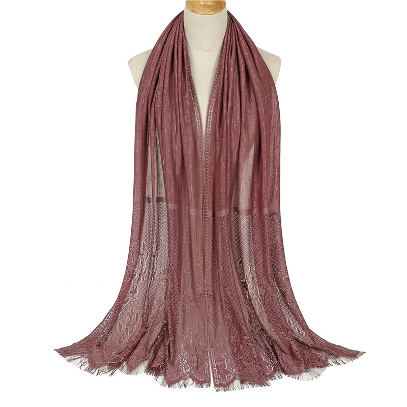 Solid blonde hovedbånd nieuwe vinter sjaal vrouwen elegante blomsterprint hule ud sjaals en wraps femme hijab pashmina