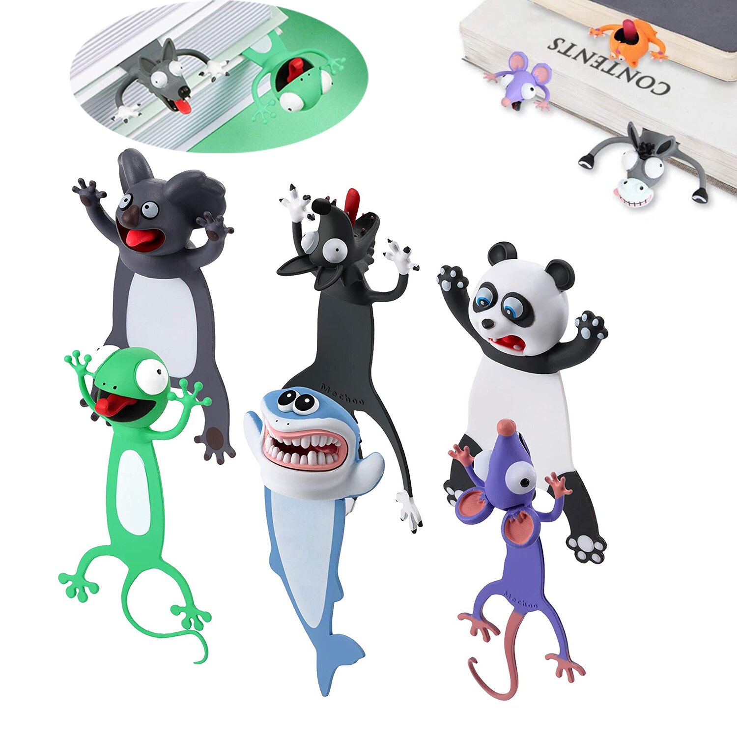 3D Cartoon Animal Bookmarks Wacky Bookmark Cute Funny Bookmarks Cartoon Eye-catching Bookmark Stationery Birthday Party Favors
