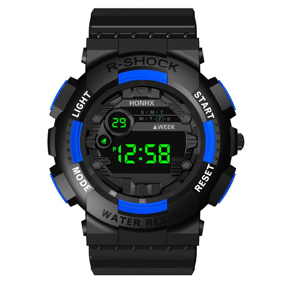 Honhx sportsure kvinder og mænd digitale ure led date udendørs elektronisk ur multifunktionsmærke top reloj mujer: Blå