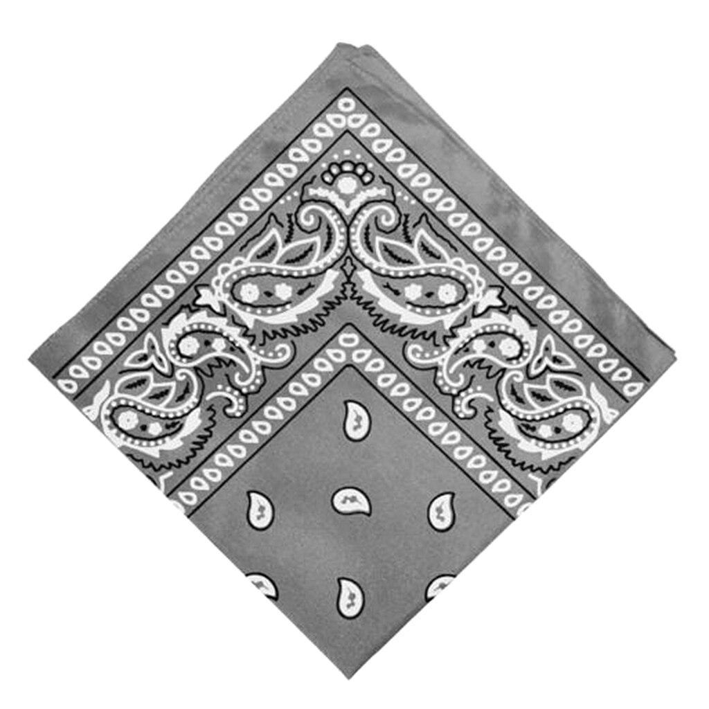 100% Cotton Paisley Cowboy Bandana Scarf Hip Hop Men Women Head Wrap Neck Wristband Handkerchief Sports Headwear: Gray