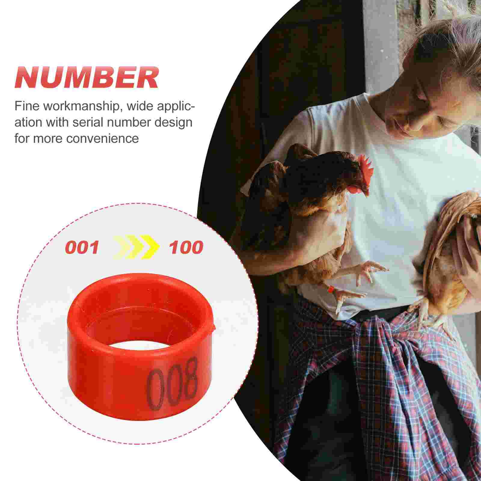 100pcs Numbered Chicken Leg Rings Chicken Identification Bands Poultry Leg Band