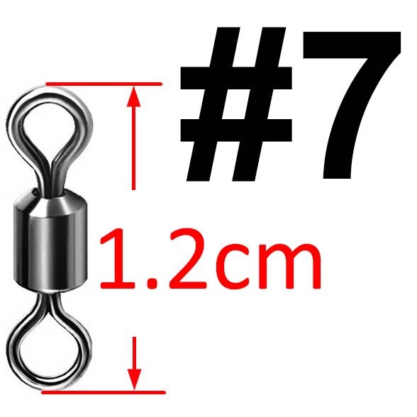 50 st lagerswivel fiskekoppling rostfritt stål karpfisketillbehör tackle snäppfiskkrok bete solid ring swivel: 7
