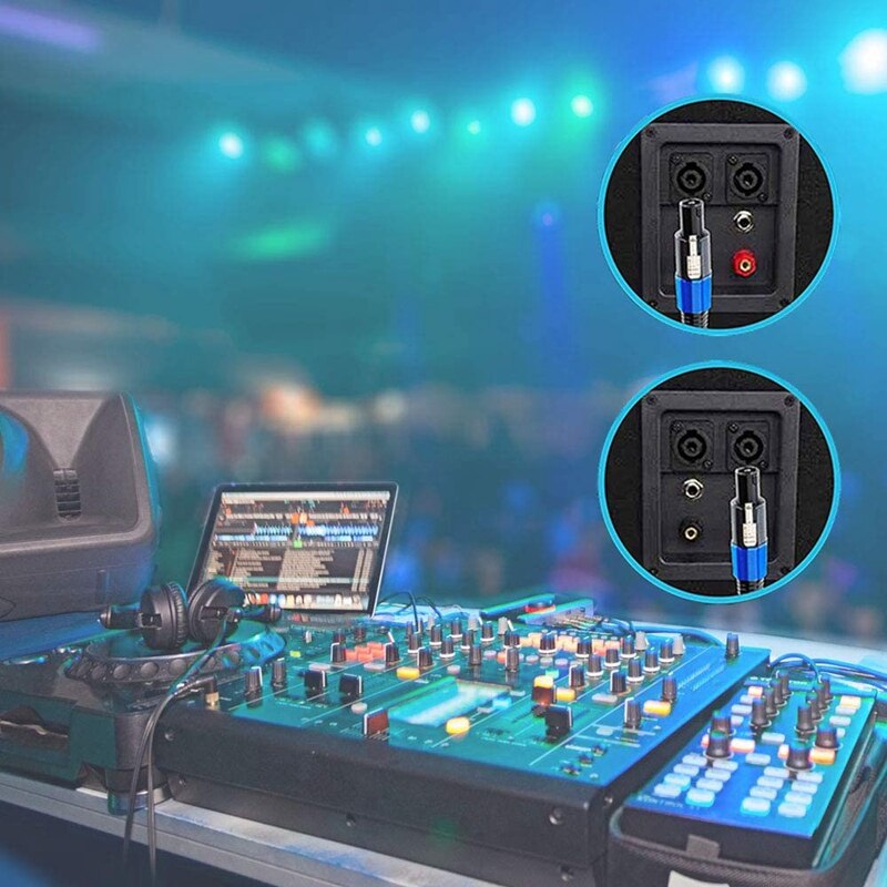 Paquete de 2 Cables Speakon macho de 25 pies a Speakon, Cable de 12 metros AWG o Cable de altavoz DJ con bloqueo de giro