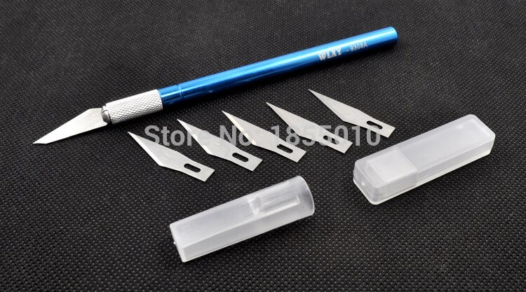 Bisturí con mango de Metal, cuchilla para manualidades, cortador de grabado, cuchillos de utilidad con 6 uds., cuchillas, herramientas manuales para suministros de Arte de papelería