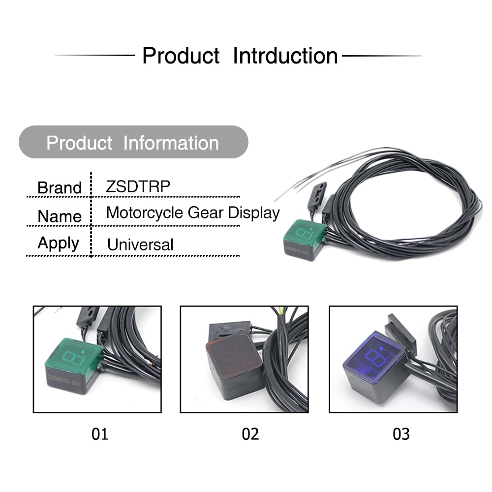 Zs Motos Universal Waterdichte Motorcycle Atv Voertuigen Digital Gear Indicator Led Display Monitor Versnellingspook Sensor Motor
