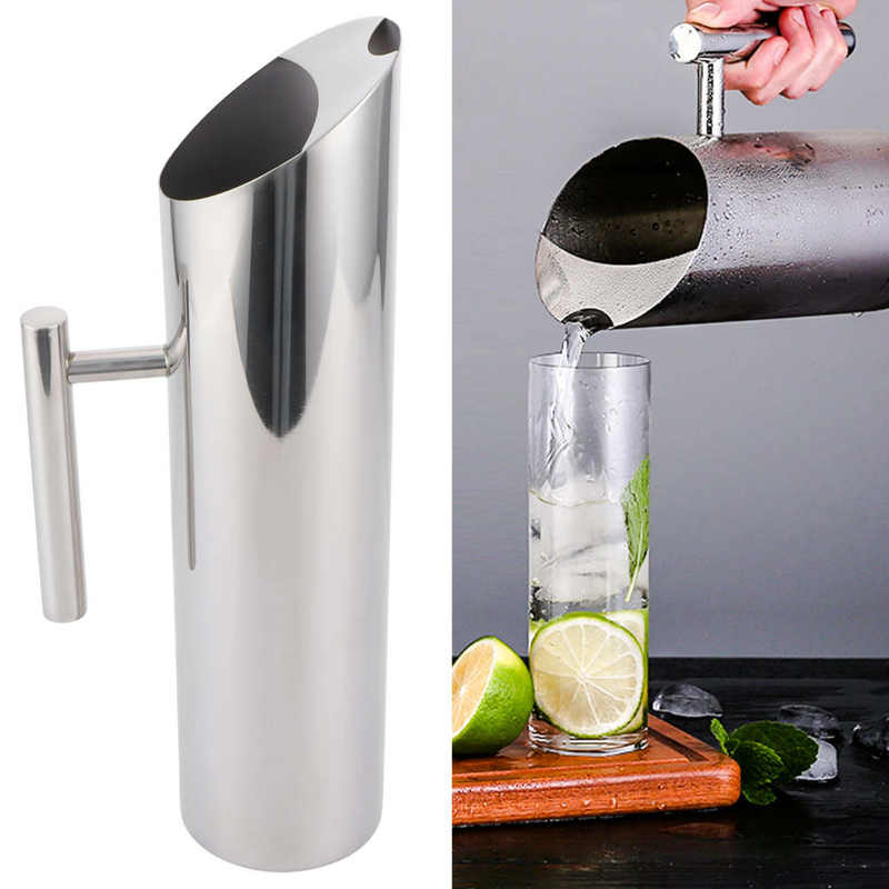 2L Large Capacity Stainless Steel Handle Water Juice Jug Cold Drinking Pitcher Home Hotel Serving Tool