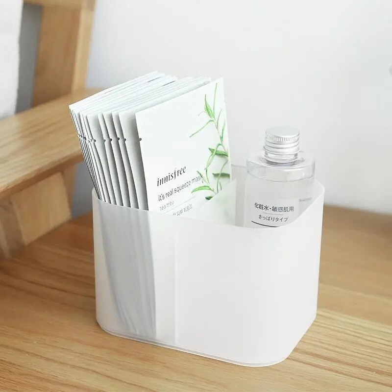 Caja de maquillaje con compartimentos de plástico transparente mate, almacenamiento de objetos, escritorio, organizador de cosméticos