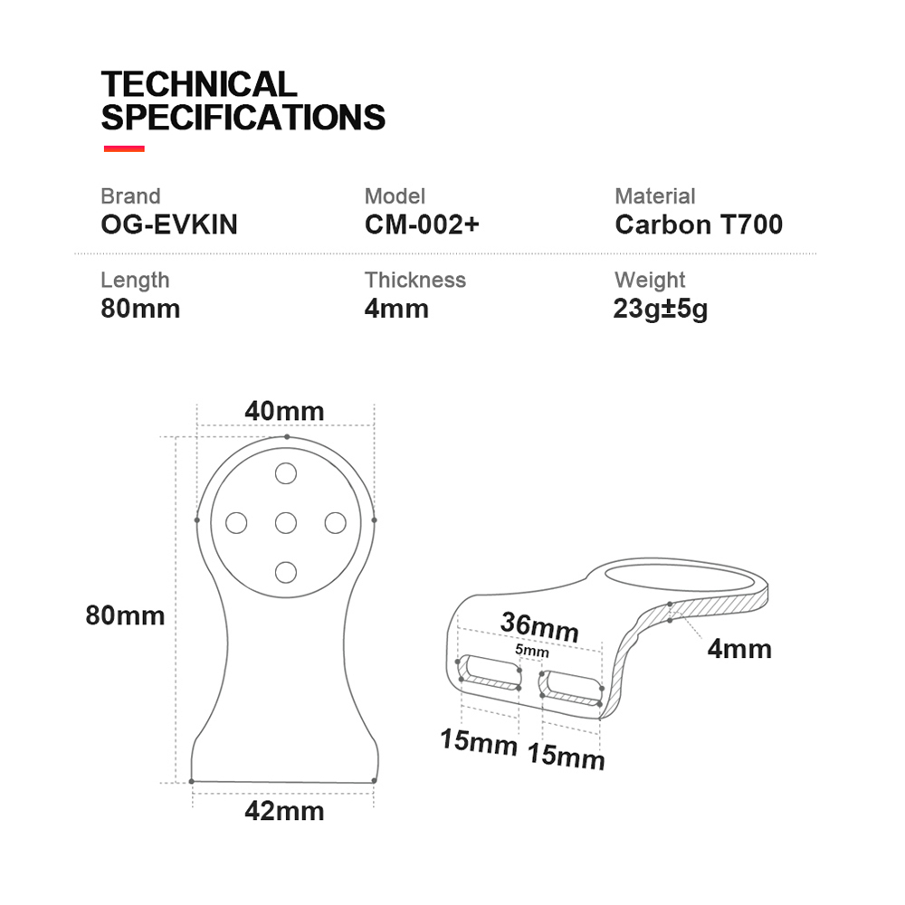 OGEVKIN Fahrradvorbauverlängerung Carbon Computerhalterung Rack für GPS/Fahrradcomputer/Kamera/Licht Fahrradzubehör 3K Schwarz