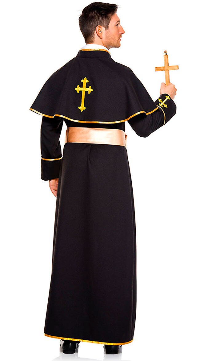 Noir classique prêtre Costume pourim Halloween adultes homme pape Robe parrain missionnaire mascarade fête Cosplay vêtements
