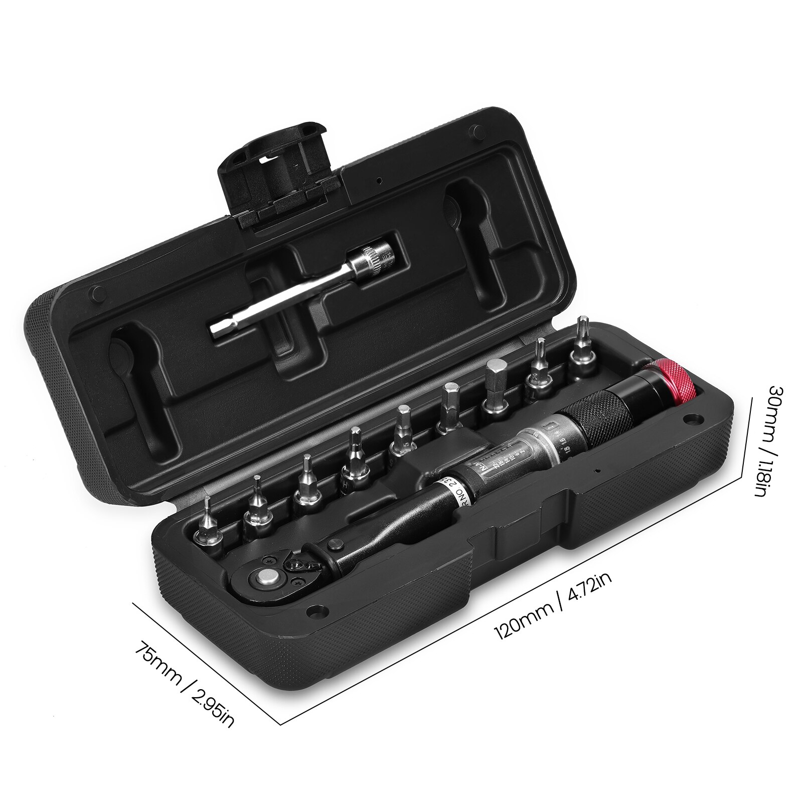 11PCS 2~24Nm 1/4 Inch Preset Torque Wrench Bits Set Mini Adjustable Torque Wrench Window Torque Value Display Quick Release