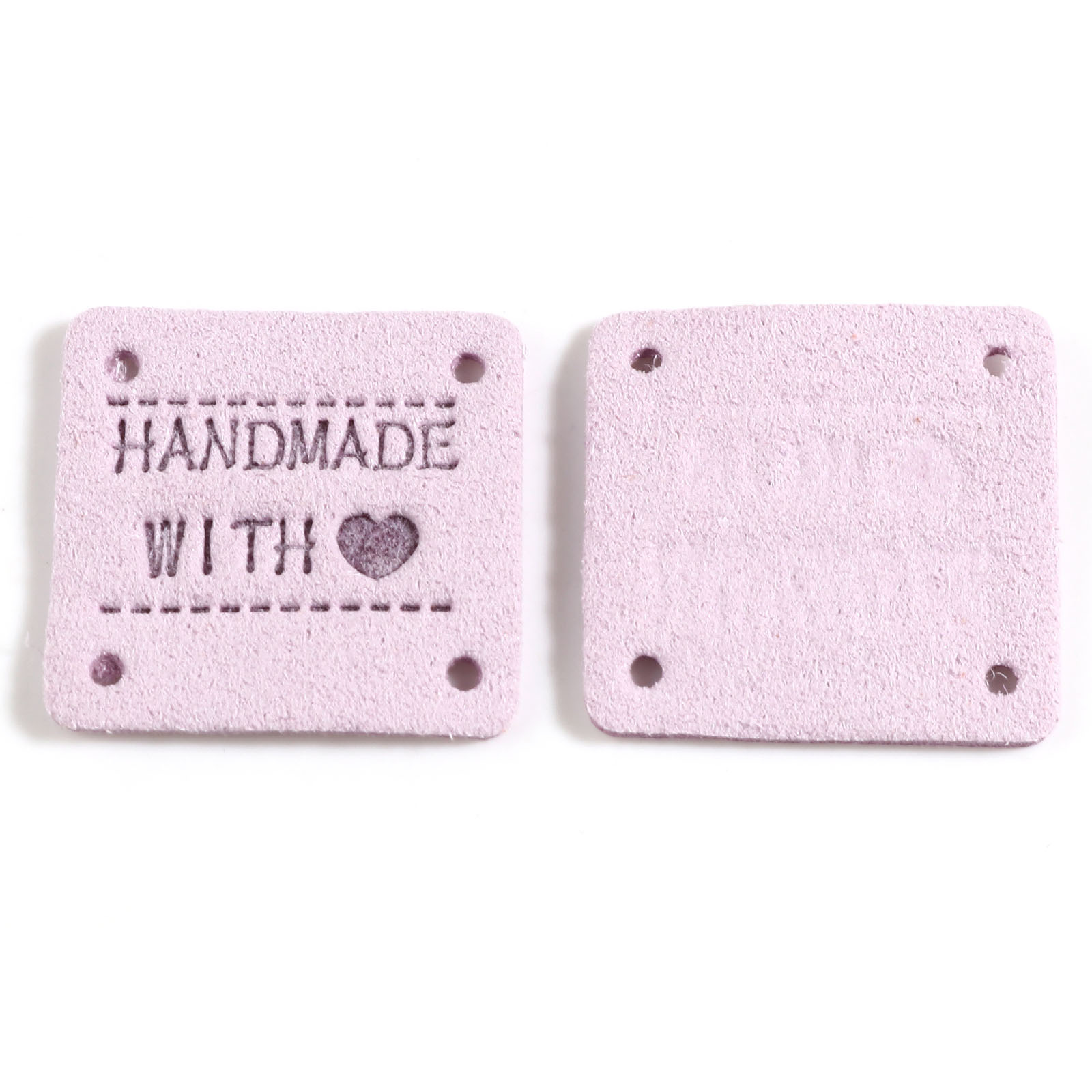 20 sztuk ręcznie wykonane z miłością odzież tłoczone etykiety sztuczny zamsz Lether etykiety tagi plac do szycia odzieży Knitting Tag 25x25mm: 3
