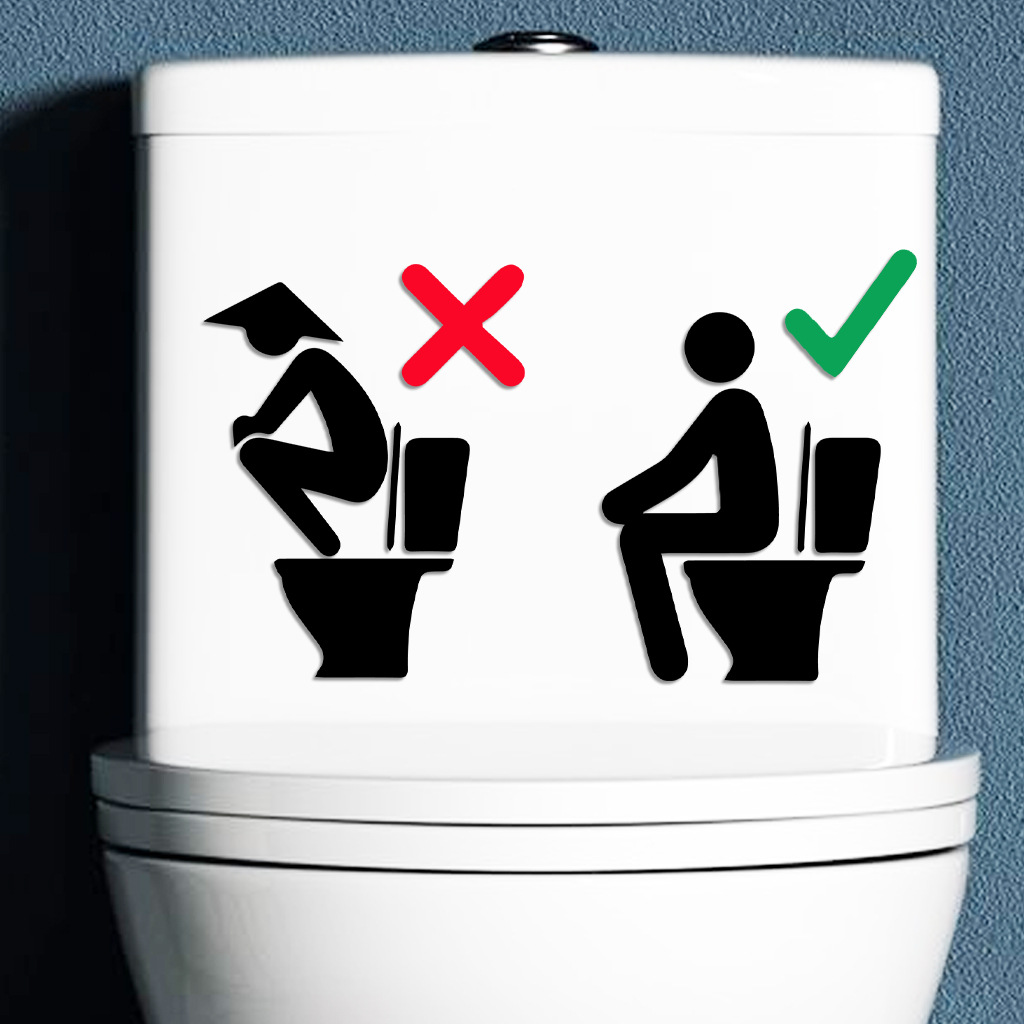 Sitta och kissa toalettklistermärke vattentät vinyltapet heminredning för bar badrum toalettklistermärken väggkonst dekal