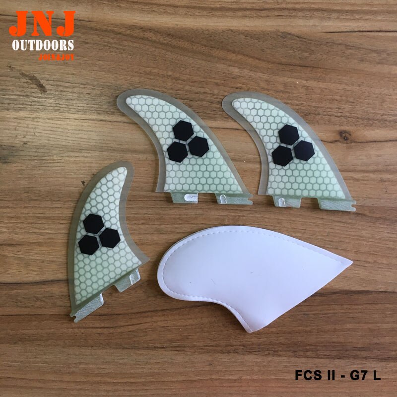 Aletas de tabla de surf FCS II G7 L de JNJ fcs 2 aleta de empuje grande hecha por fibra de vidrio y panal de abeja con bolsa resistente