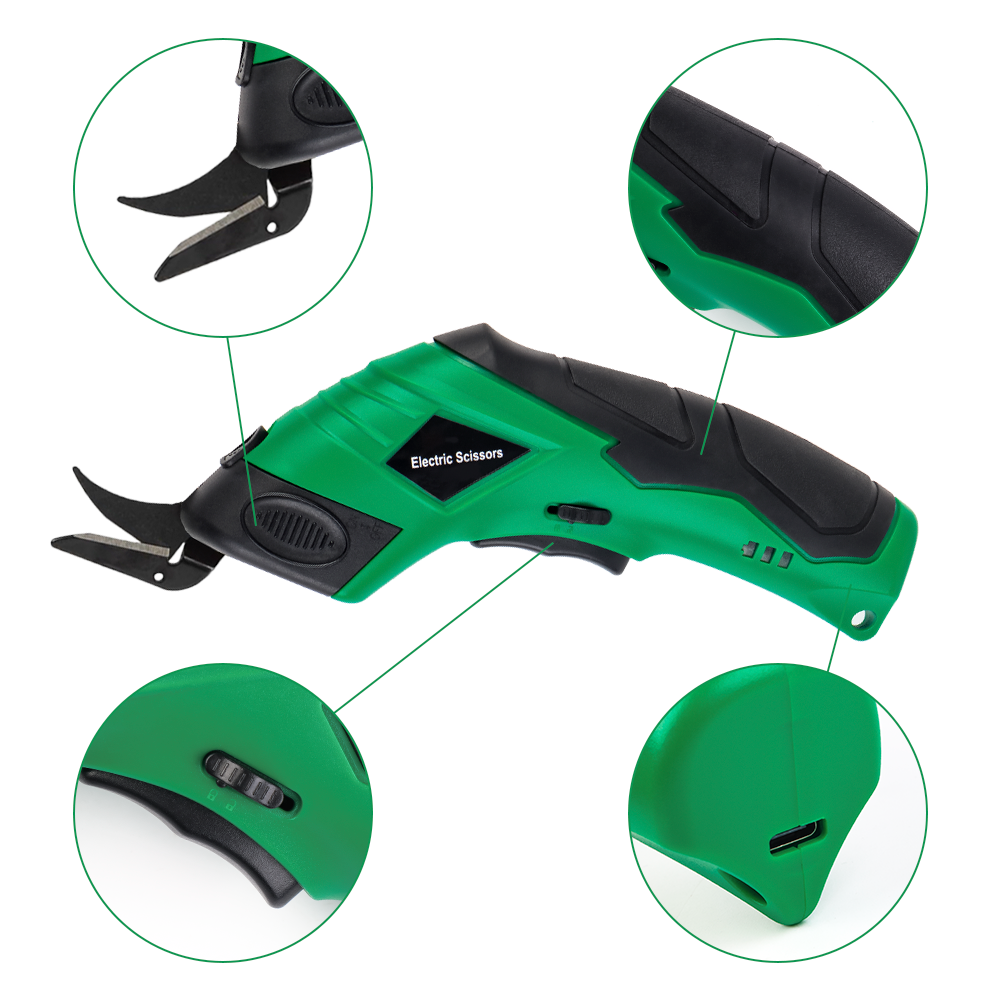 4v elektriska saxar, usb-laddning för hemmabruk, sladdlösa sysaxar för gör-det-själv-skärverktyg för läder/tyg/kartong, två blad