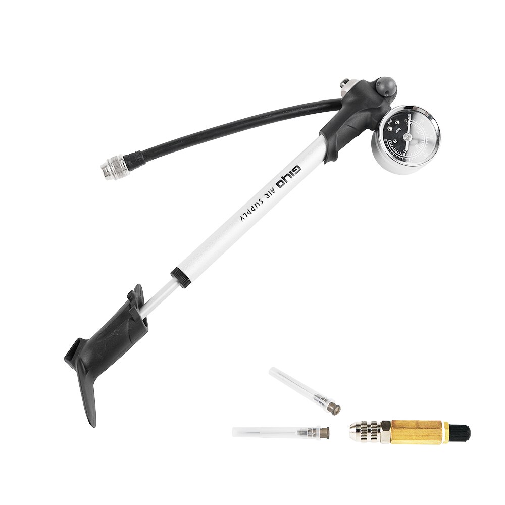 Air Shock Fork Pump With Nitrogen Needle Tool Kit - For ATV, UTV, Motorcycle, Bike Suspension - 300 PSI