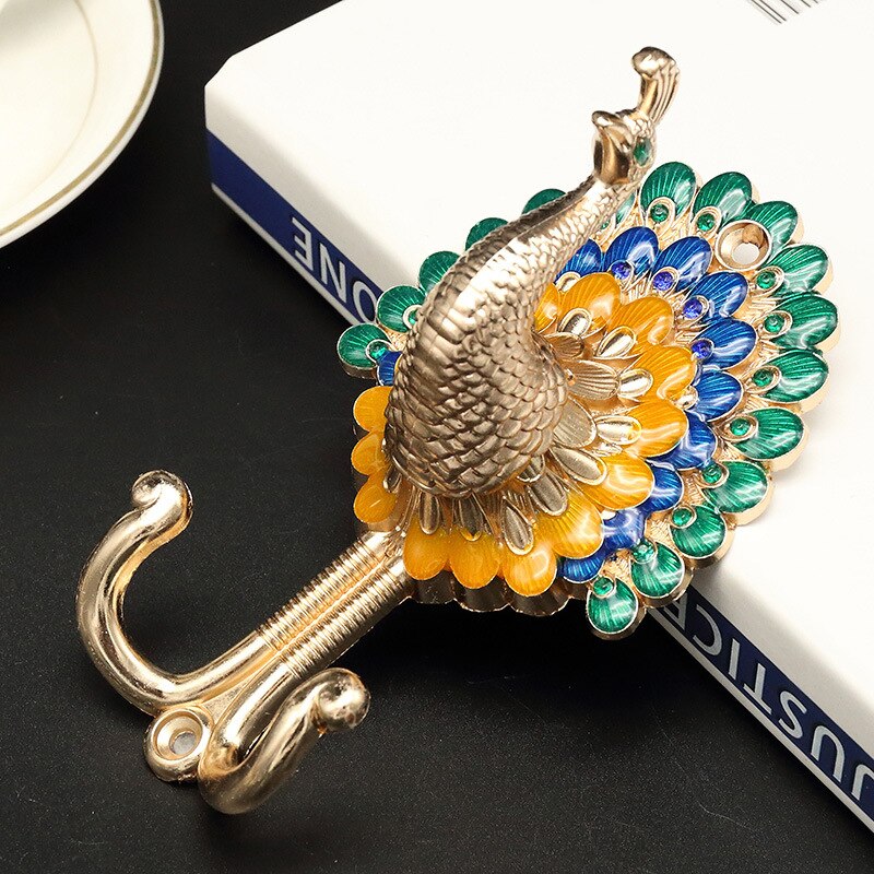 Tenture murale crochet Vintage paon pour suspendre vêtements chapeau écharpe clé paon cintre support décoration murale rideau crochets décor à la maison: 03