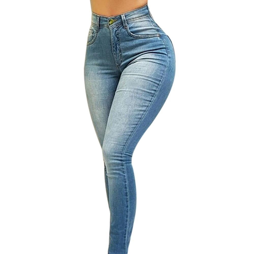 Femmes taille haute Denim maigre jean Stretch – Grandado
