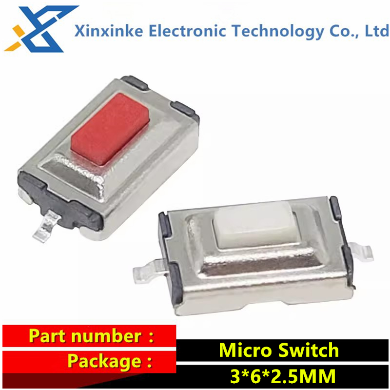 100PCS 3*6*2.5MM SMD 2Pin Button Key Small Switch 2P Micro Touch Switch 3X6X2.5