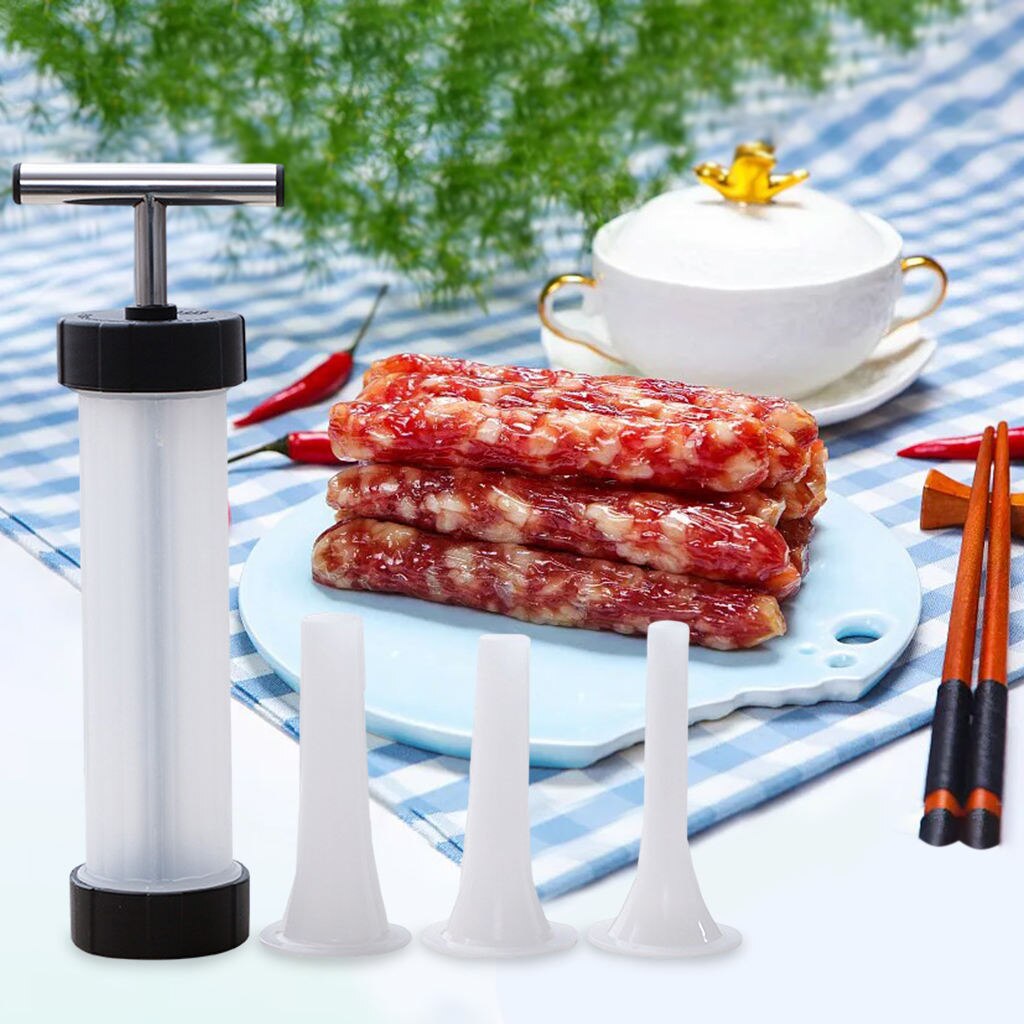 Sausage Maker Meat Stuffer Dogs Stuffing Machine with 3 Filling Nozzles