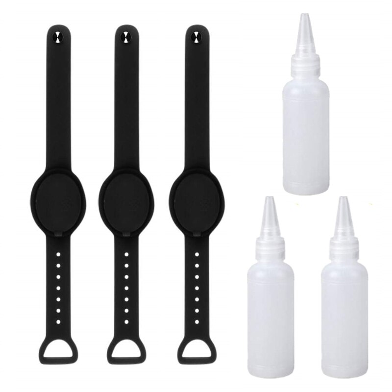 3Pcs Liquid Wristband Hand Dispenser Silicone Refillable Wristband for Adult Kid Wearable Dispenser Bracelet Bangles Kit: BK