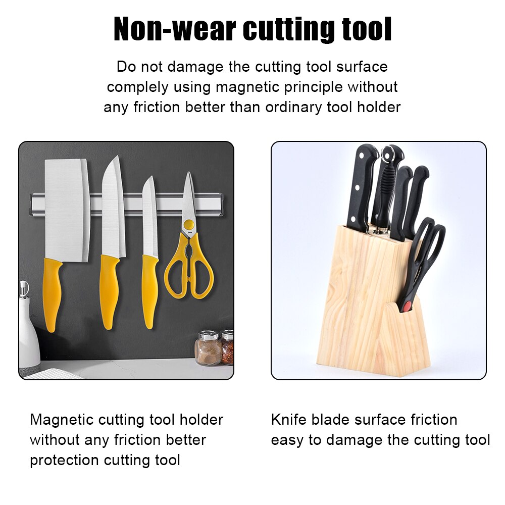 Magnetic Knife Holder Block Storage Holder Wall Mount Strong Magnetic Knife Stand Kitchen Accessories Organizer