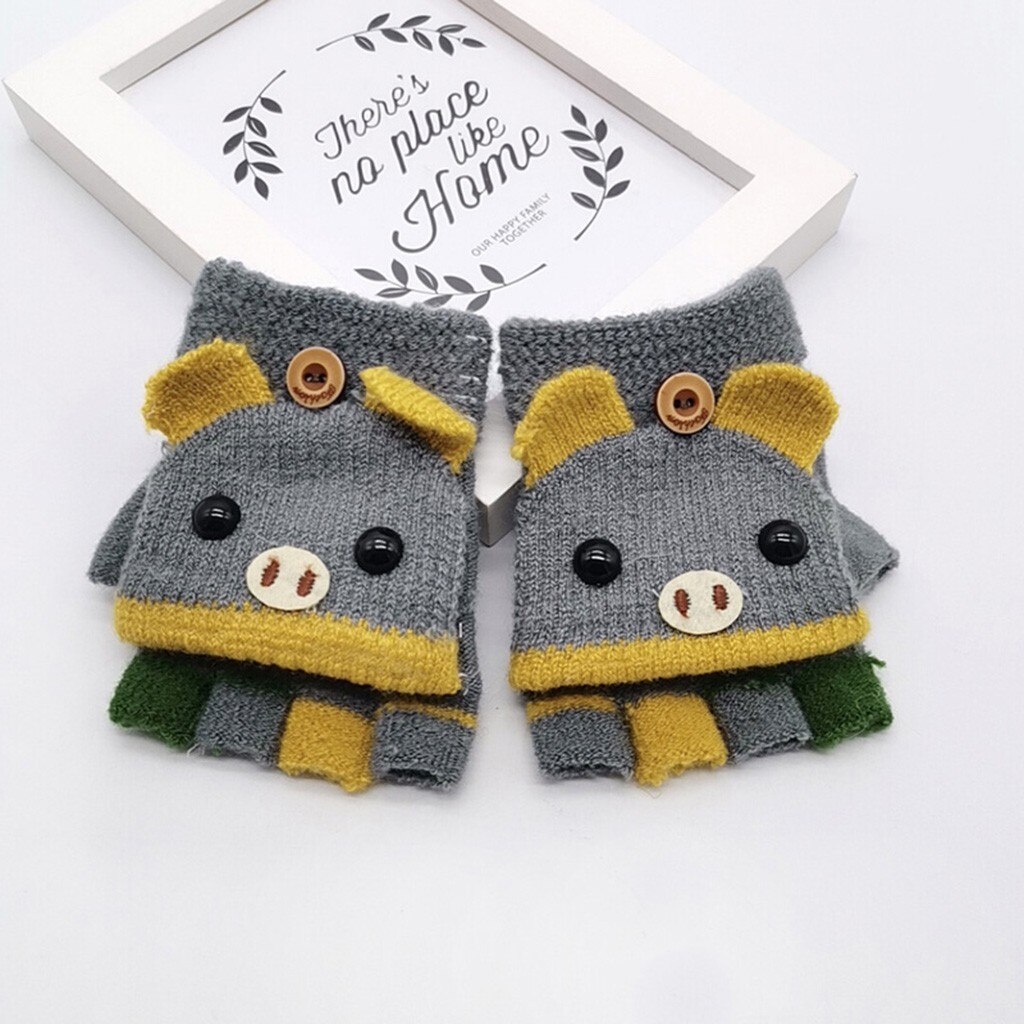 Sale1 paire de gants d'hiver pour enfants | Gants pour enfants femmes, garde au , doux, tricotés, rabattable, sans doigts