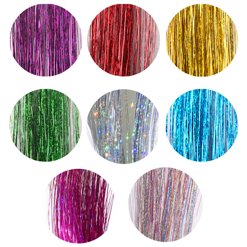 Hår glitter glitter förlängningar highlights falska hårstrån festaccessoarer hårförlängning bröllop fläta dreadlock