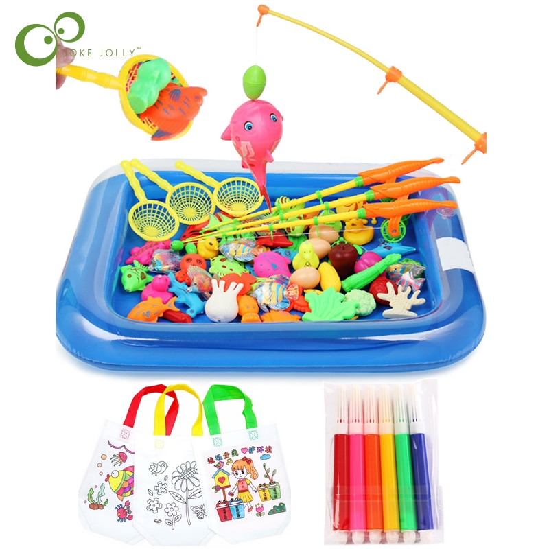 20 Stks/set Kinderen Jongen Meisje Vissen Speelgoed Set Pak Magnetische Play Water Baby Speelgoed Vis Vierkante Voor Kids Yjn