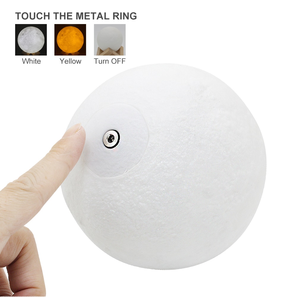 Usb 3d lysarmaturer 8cm 10cm måne lampe svævende natlys led farveskift touch belysning soveværelser lampe