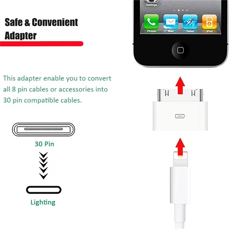 8Pin Stecker auf 30 Pin Buchse Lade Sync Beleuchtung auf 30Pin Adapter für IPhone 4 4S IPad 2 3 IPod Touch Ladegerät Kabel Konverter