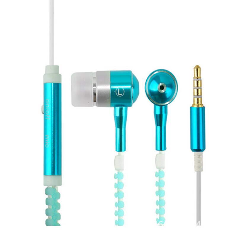 Cool Luminous Glowing Earphone Zipper Bass Mic Headset Night Lighting Colors For iPhone Samsung Xiaomi Metal In-ear Headpone