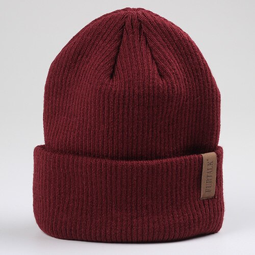 Furtalk uld beanie hat til kvinder vinter forår strikket motorhjelm hatte til kvinder strømpe cap kvindelige piger skullies beanies: Rødvin