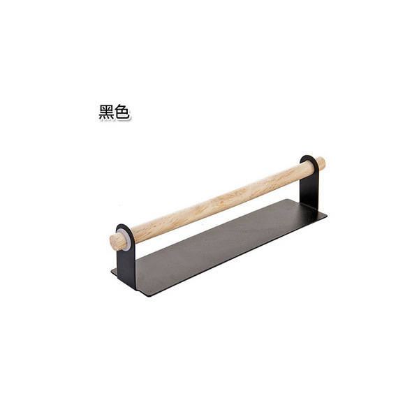 Toallero de hierro forjado adhesivo, barra de toalla montada en la pared sin perforaciones, toallero de cocina, soporte de papel: black