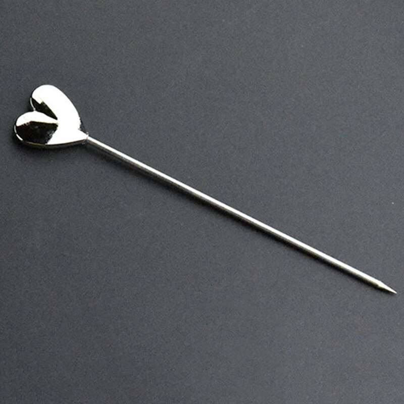QuickDone 1PC Stainless Steel Cocktail Fork Sign Cocktail Needle Bar Party Props Skull Pattern Bar Accessories AKC5123: Heart