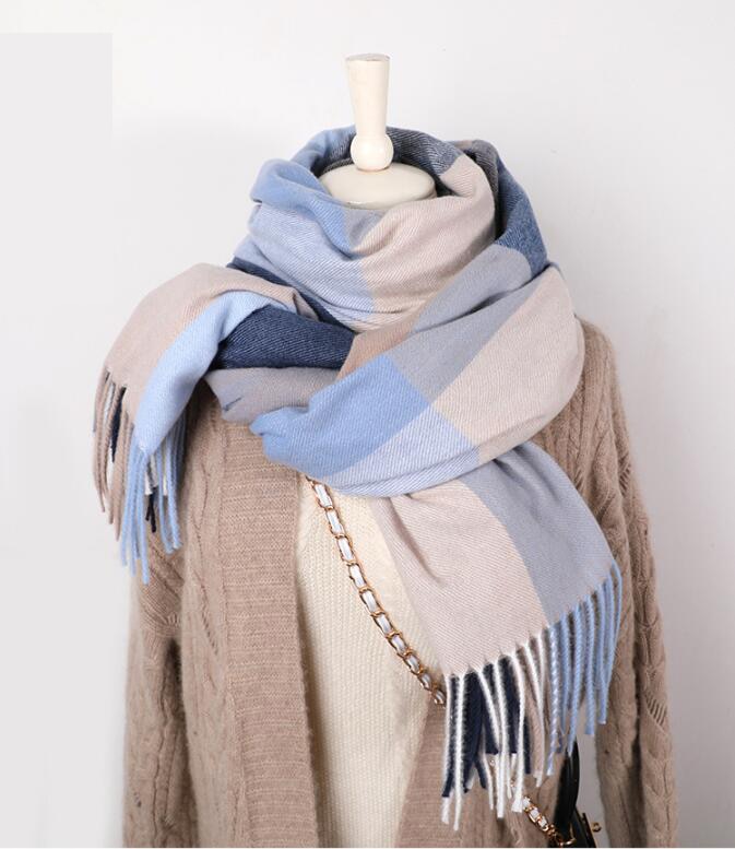 Strikk vinter skjerf til kvinner kashmirlignende pashmina sjal pakke inn geometrisk kvinnelig varmt teppe skjerf skumring stjal